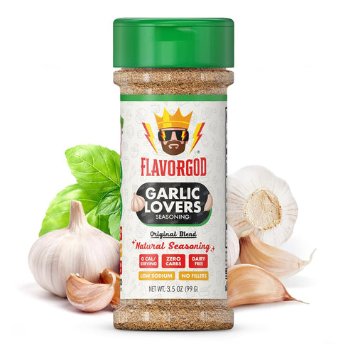 Garlic Lovers Seasoning Mix by Flavor God, Premium All Natural Spice Blend for Grilling Chicken, Beef, Seafood, and More