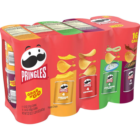 1.38 Pack (16 Pringles Potato Crisps Chips, Lunch Snacks, Office and Kids Snacks, Grab N' Go, Pounds, Variety Cans)