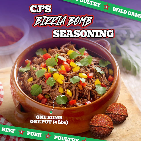 CJ'S ALL TERRAIN SEASONING 2 8 oz Pack, CJs Birria Bomb Seasoning Bombs in MSG-Free | Authentic Mexican Spice Mix