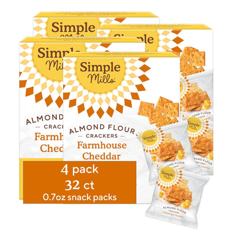 Simple Mills Almond Flour Crackers Snack Packs, Farmhouse Cheddar, Gluten Free, Flax