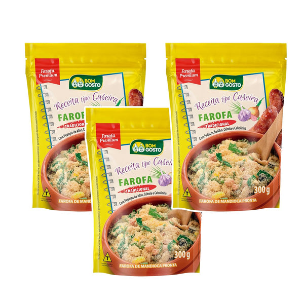 Bom Gosto | Seasoned Farofa Traditional | Ready to eat Cassava Flour Mix, Brazilian