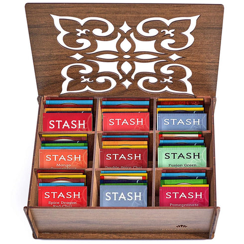 Tea Bags Sampler Gift Box 80 Count, 28 Flavors Wooden (MDF) Tea