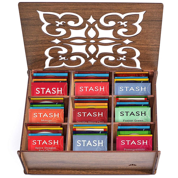 Tea Bags Sampler Gift Box 80 Count, 28 Flavors Wooden (MDF) Tea