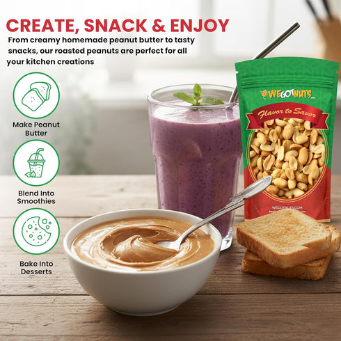 5 (80oz) Package Roasted Unsalted Peanuts Pounds By We Got Nuts Premium Quality Kosher Peanut Healthy & Natural Rich