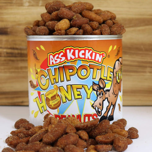 ASS KICKIN' Chipotle Honey Roasted Spicy Hot Peanuts - 4.2 Oz, Ultimate Spicy Gourmet Gift Peanuts