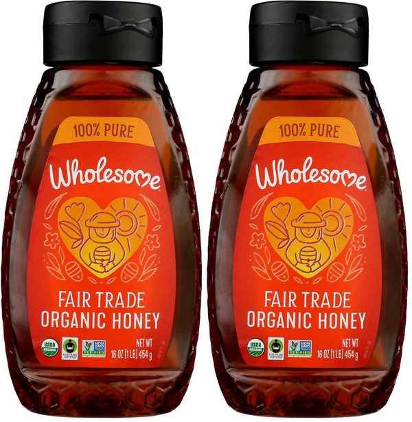 Wholesome Sweeteners Organic Honey, 100% Pure, Fair Trade, Non-GMO, 1 Pound (48150-60602)