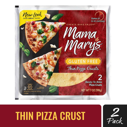 Mama Mary's 7" 2 Count (Pack 2) Gluten Free Thin Crust Ready to Bake Pizza Crusts