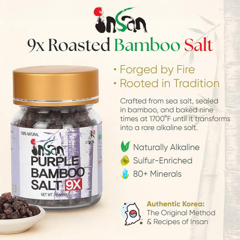 9X 60g Roasted Korean Wellness Mineral Salt - Alkaline Sea Salt Crystal for Cooking, Cleansing, Detox & Beauty Rituals