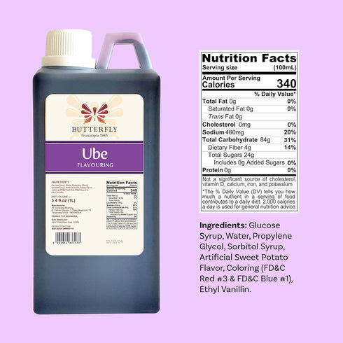 1 34 Ube Purple Yam Flavoring Extract Restaurant Size by Butterfly Liter, Fl. Ounce