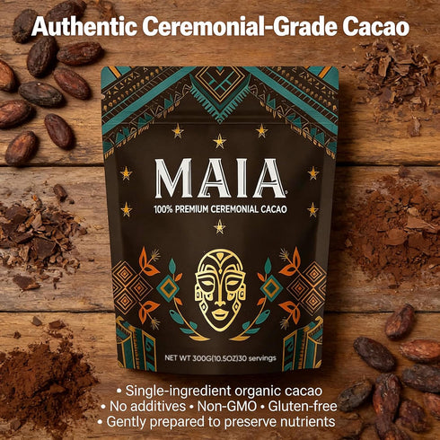 Wdvpue 100% Maia Ceremonial Cacao - Pure Natural, Enhanced with Flavanol, Theobromine, Magnesium & Natural Flavonoids