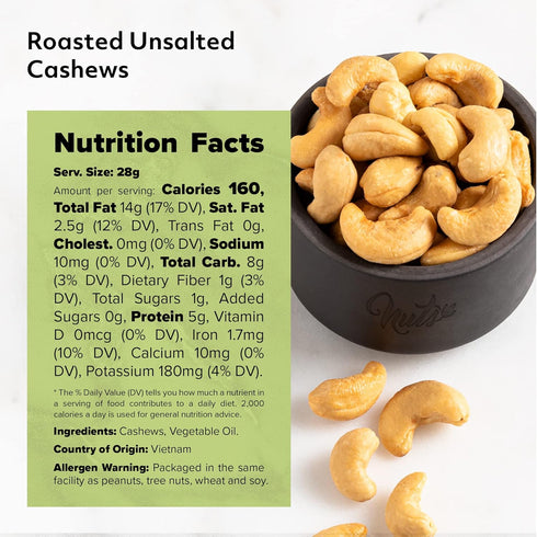 (80%) (2 LBS) NUTS U.S. Roasted and Unsalted Cashews | Whole Kernels and Pieces | Just Right Crispy and Delicious |