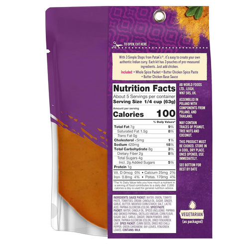 Patak's Butter Chicken Curry Sauce Kit 3-Step, 11 Fl Oz