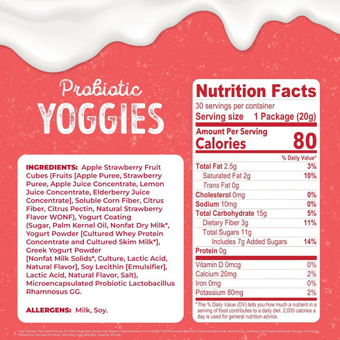 21oz (30 0.7oz) Pack 3 Nature's Garden Probiotic Strawberry Yoggies x of - Strawberry Yogurt-Covered Fruit Bites, High