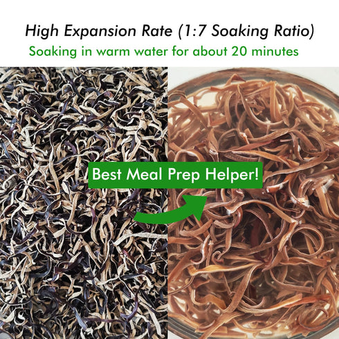 6oz (170g) VIGOROUS MOUNTAINS Shredded Dried Woodear Mushrooms, Natural & No Additives, Rich in Fiber & Iron Perfect