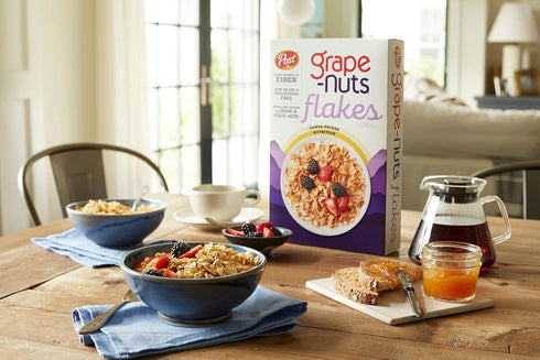 Post 18 (Pack 4) Grape-Nuts Flakes, Breakfast Cereal, Low Fat, Fiber, Kosher Ounce