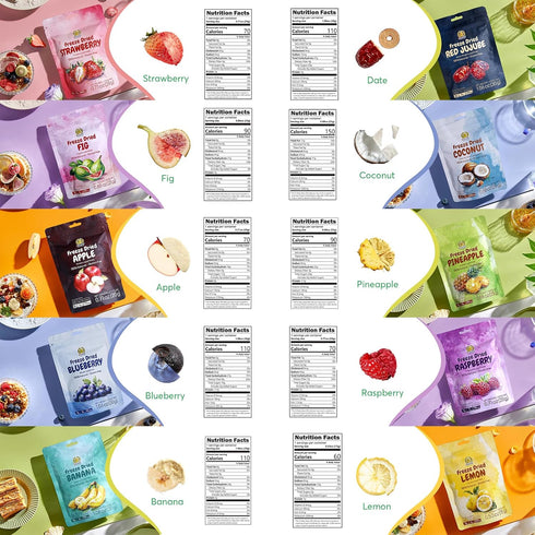 SUNGIVEN Pack 12 10.2 oz Mixed Freeze-Dried Fruit, Variety of Bag, Health Snack, Freeze Dried Apple Banana Strawberry