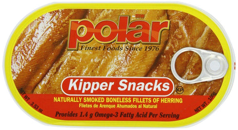 Polar Kipper Snacks - Smoked & Boneless Herring Fillets (Pack of 4)