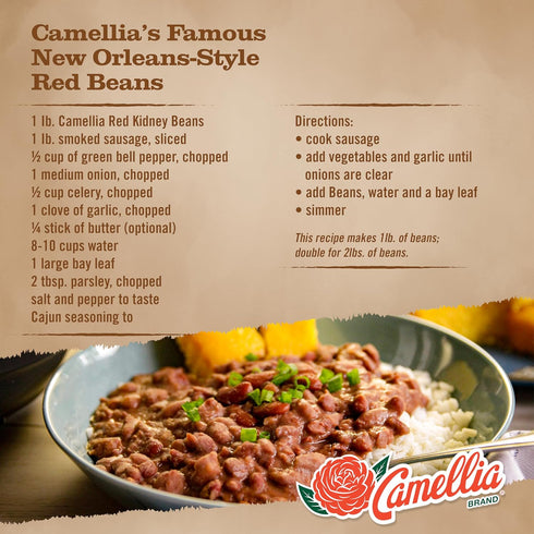 1 (Pack 2) Camellia Brand Dried Red Kidney Beans Premium Non-GMO Dry Beans for Red Beans and Rice, High Protein