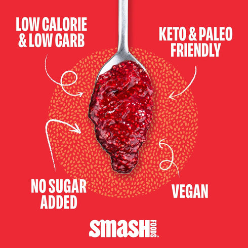 4-Pack Smash Foods Jam | Adventure Variety | Low-Calorie, No Sugar Added Keto Jam with Upcycled Fruit & Chia Seeds |