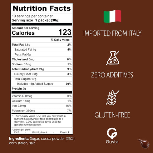 10 Packets Italian Classic Hot Chocolate - Rich, Thick & Creamy Cocoa Drink Mix - Authentic Made in Italy - Rich