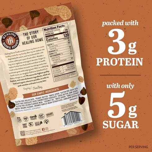 Healing Home Foods 7oz (1Pack) P-Nutty Chip, Gluten Free Granola Mix with Peanut Butter & Chocolate Chips - Low Sugar