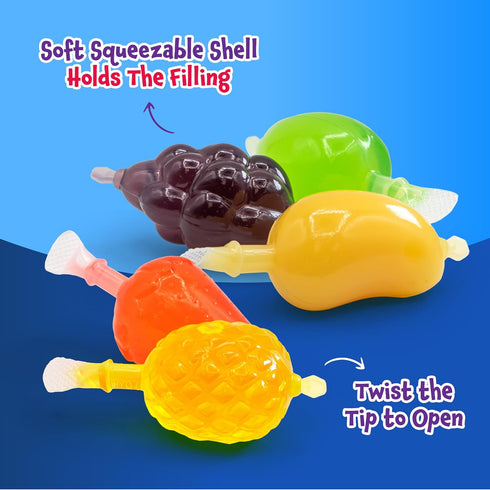 40 Count Fruit Squeezable Jellies - Jar - Tik Tok Candy - Fun Jelly Treat in Assorted Fruit Flavors - Mango