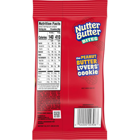 12 3 oz Nutter Butter Bites Peanut Butter Sandwich Cookies, - Bags
