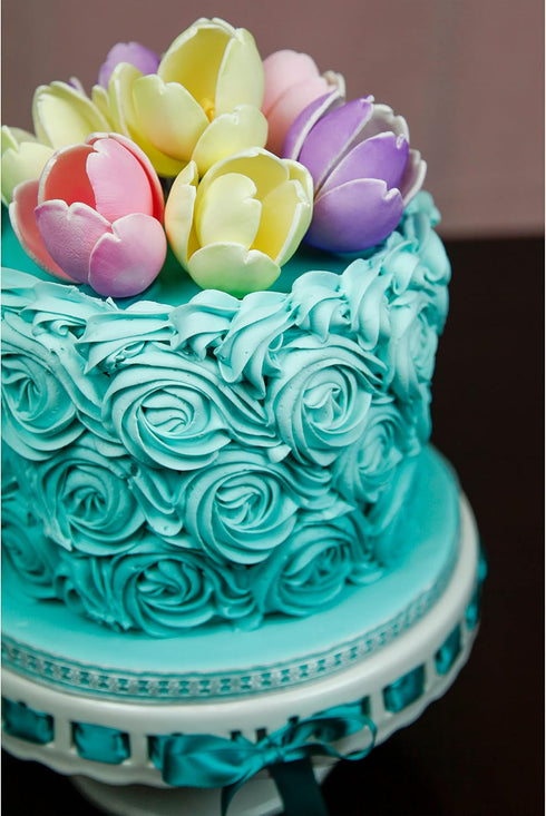 6 Count Global Sugar Art Tulip Sugar Cake Flowers, Yellow, Pink, Purple, by Chef Alan Tetreault