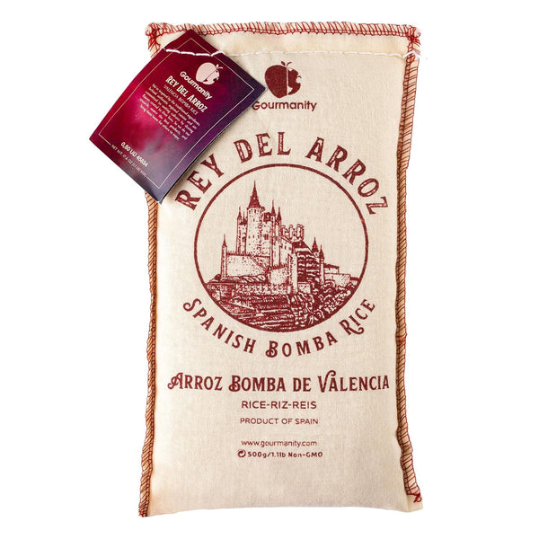 Gourmanity 1.1lb/500g Spanish Bomba Rice for Paella, Rey del Arroz Authentic Spanish