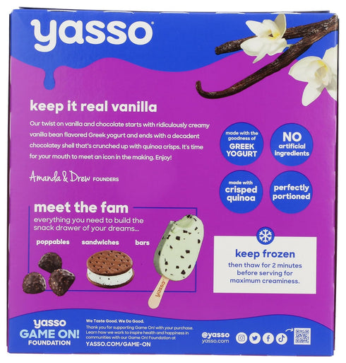 Frozen 10.6 YASSO Vanilla Chocolate Crunch Yogurt Bars, FZ