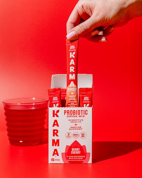 Packet 6 Pack, Immune Karma Probiotic Hydration - Blueberry Lemonade Powder Drink Mix Stick - On-The-Go & Gut Health