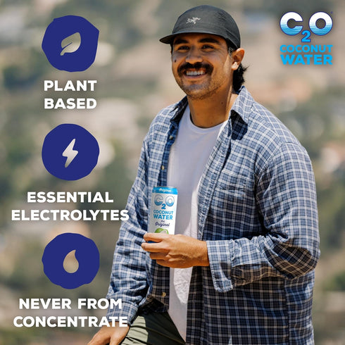 C2O (24 Pack) 24 10.5 OZ - Coconut Water, The Original Flavor - Made with Fresh Coconut Water - Plant Based - Non GMO