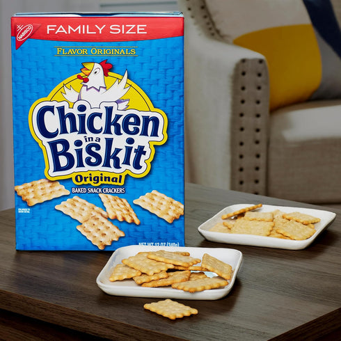 NABISCO 12 oz CHICKEN IN A BISKIT Original Baked Snack Crackers, Lunch Snacks, Family Size