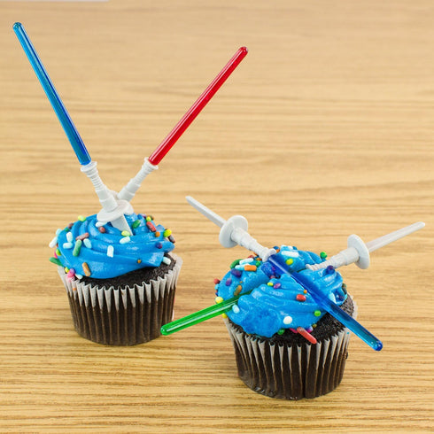 Super Z Outlet Light Sabre Cupcake Decoration Toppers, 12 Pack, 4" Tall Picks for Birthday Parties