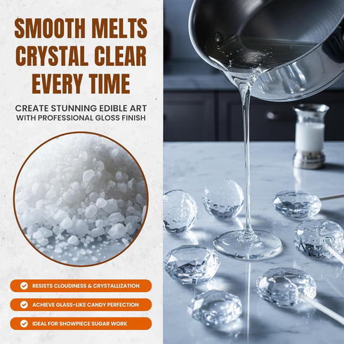2 lbs Isomalt Crystals Sugar Substitute Powder for Baking and Decorating Clear and Ready to Use Bulk Size By Fit Lane