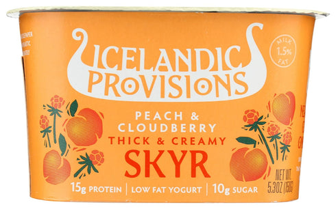 Icelandic Provisions, Peach and Cloudberry Thick and Creamy SKYR, 5.3 Ounce
