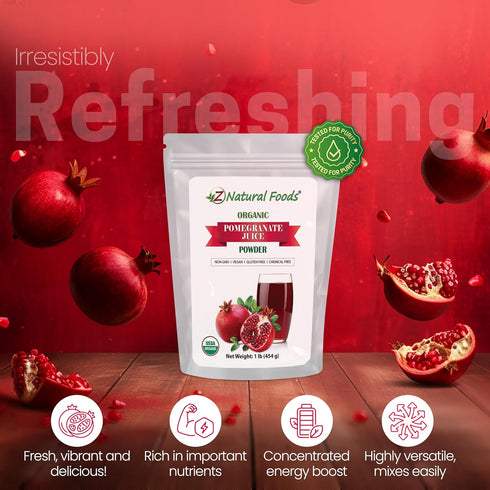1 lb (16 oz) Z Natural Foods Pomegranate Powder - Organic, - Pure Pomegranate Juice Extract - Nutritious, Antioxidant