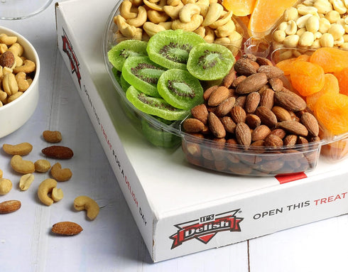 6-Pt Gourmet Salted Nuts & Dried Fruit Assortment Gift Tray by It's Delish Gift Box for Christmas, New Year Events