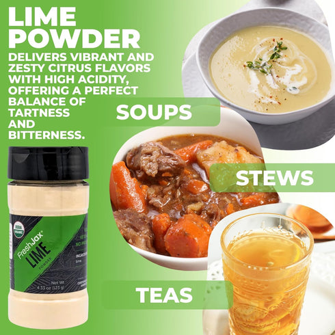 FreshJax Organic Lime Powder - 4.33 oz Bottle, Non-GMO, Gluten Free, Handcrafted in Florida