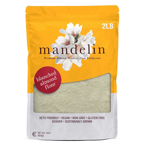 MANDELIN CALIFORNIA ALMONDS AND ALMOND PASTES Mandelin Grower Direct Pure Blanched Almond Flour 2 lb / 32oz, Finely