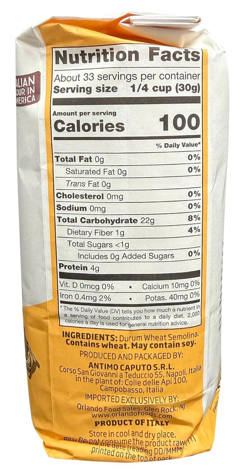 Antimo Caputo 2.2 LB (Pack 4) 8.8 LB) Semolina Flour Bag of - Semola di Grano Duro, Italian All Natural Flour for Fresh