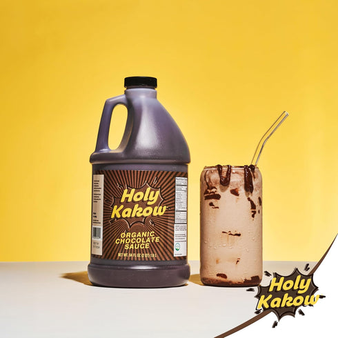 64oz Holy Kakow Organic Chocolate Syrup - Organic Chocolate Sauce, Organic, Add to Mochas, Waffles, & Ice Cream, Made