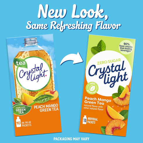 10 Packets, 0.8 oz Crystal Light Drink Mix, for Convenient On-the-Go Flavorful Hydration, Naturally flavored with other
