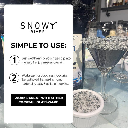 Rimmer, Rimming, (80oz Snowy River Blackn White Sugared Salt Blend - Naturally Colored Margarita Salt with Sugar