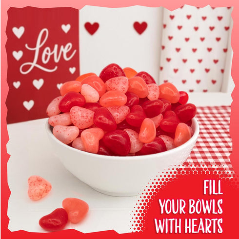 2-Pound Heart Jelly Beans | Bag | Pink & Red Candy Hearts | Cherry, Strawberry & Watermelon Flavors | Bulk Mini Candy