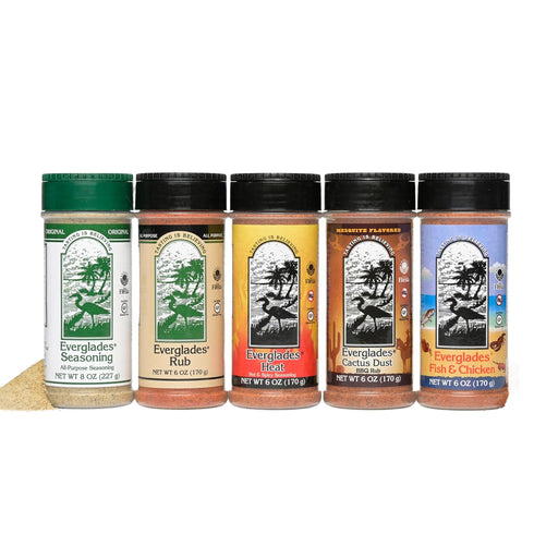 Everglades Seasoning Sampler Pack 5 Flavors Cactus Dust, Heat, Fish & Chicken
