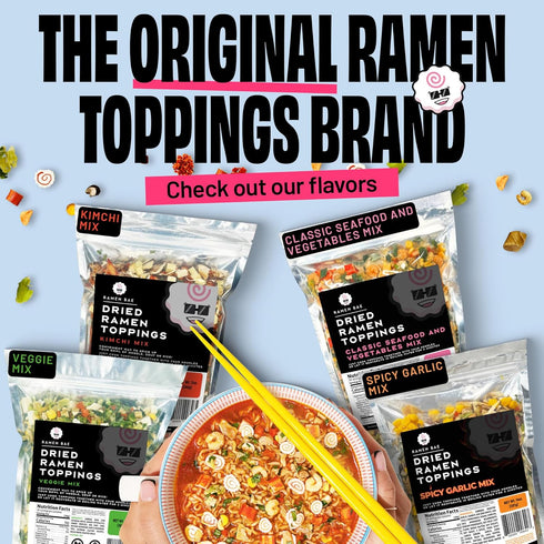 20 Ramen Bae Veggie Mix Dried Ramen Toppings - Low Fat, Low Sodium, Dehydrated Ramen Toppers, Add Ins, Mix Ins