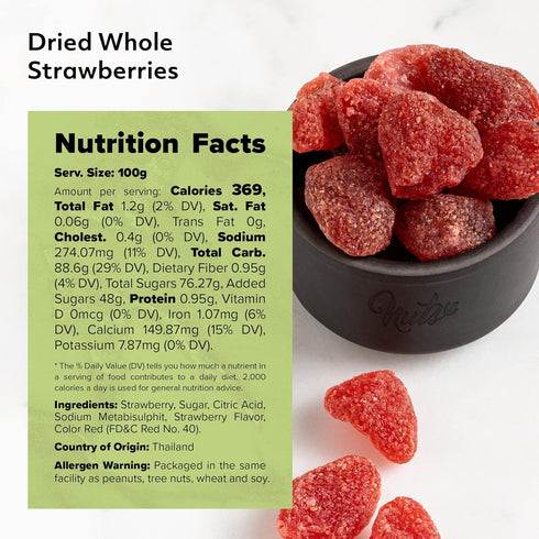 (1 LB) NUTS U.S. - Dried Whole Strawberries, Sweet, Dehydrated, NON-GMO Fruit Snacks In Resealable Bag!!!