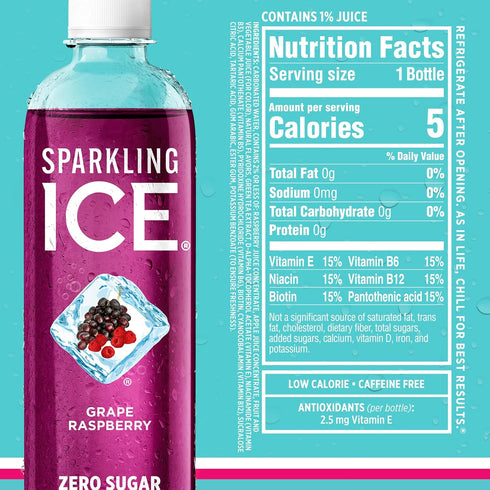 Pack, 17 oz, 12 count Sparkling Ice Blue Variety Zero Sugar Sparkling Water, with Vitamins and Antioxidants, fl