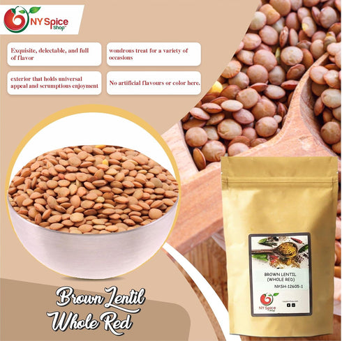 5 lbs. NY Spice Shop Brown Lentils (WHOLE RED) (Pound) Desi Masoor (Masur) Whole - Brown Lentils (Lens esculenta) -Dry